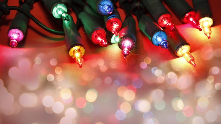 Bright multi coloured Christmas lights